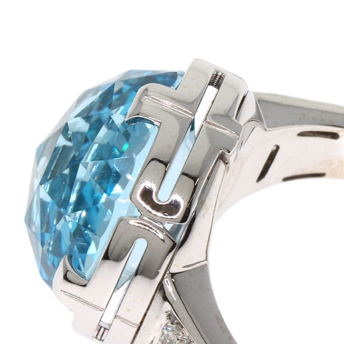 BVLGARI ブルガリ パレンテシ カクテル ブルートパーズ ダイヤモンド リング・指輪 K18WG レディース 中古
