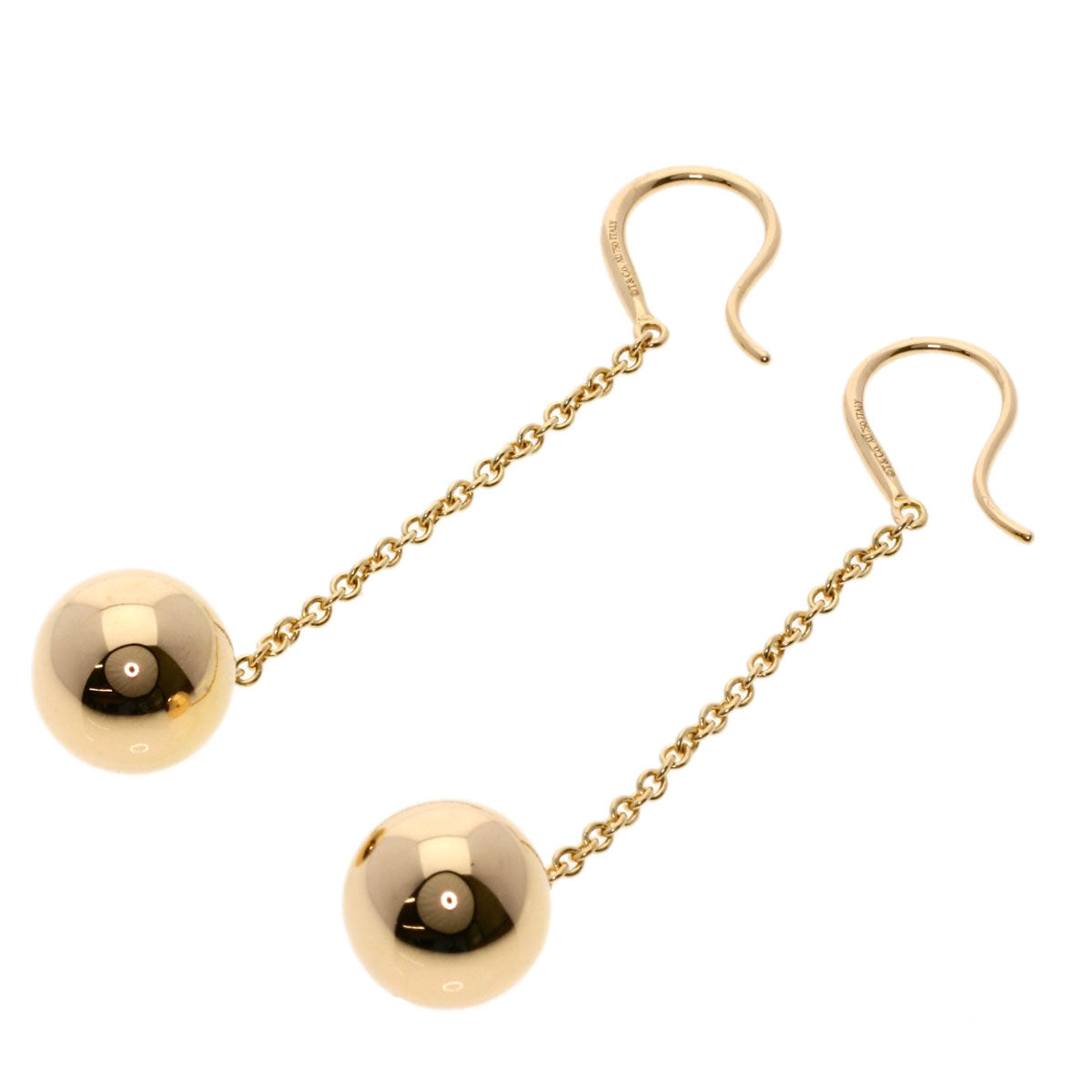 TIFFANY&Co. ティファニー ハードウェアボール ドロップ フック ピアス K18PG レディース 中古