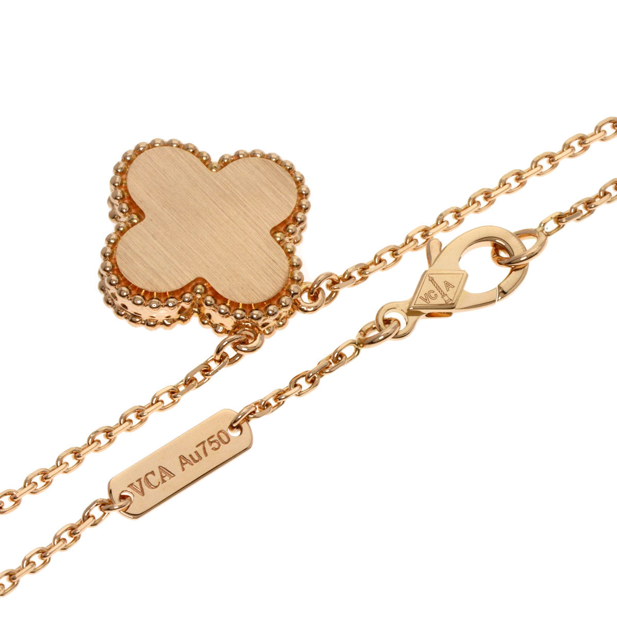 Van Cleef & Arpels ヴァンクリーフ＆アーペル ヴィンテージ アルハンブラ ブルズアイ 1P ダイヤモンド ネックレス K18PG レディース 中古