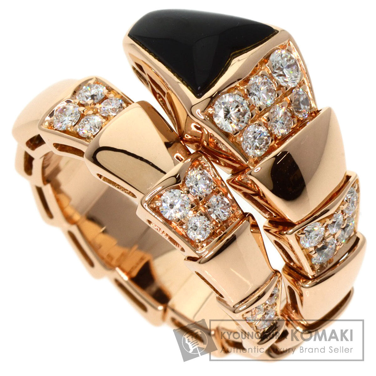 BVLGARI ブルガリ セルペンティ オニキス ダイヤモンド M リング・指輪 K18PG レディース 中古