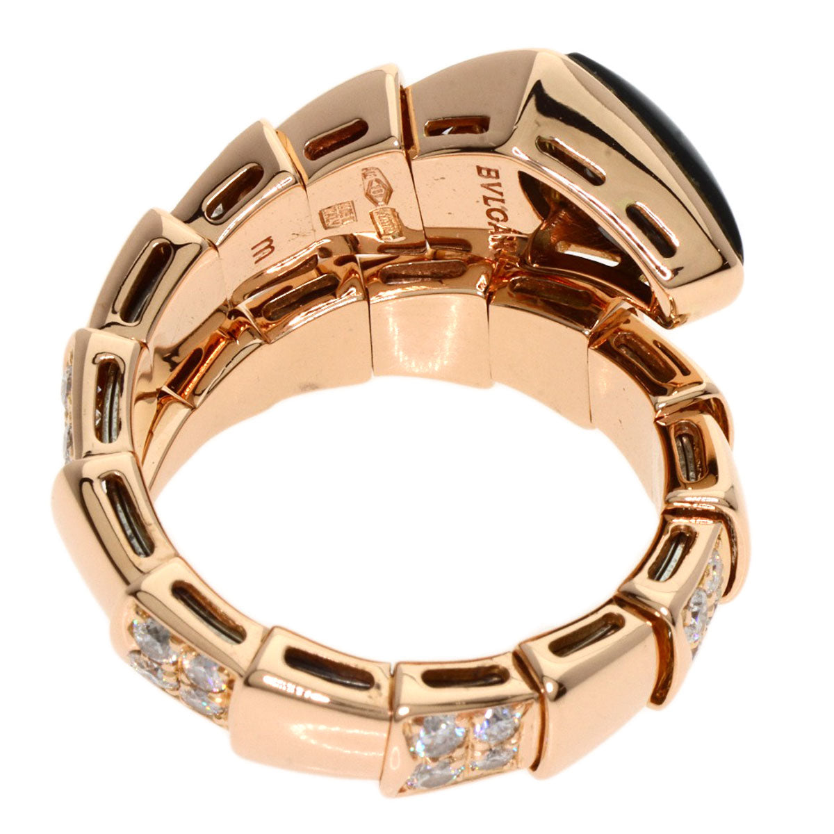 BVLGARI ブルガリ セルペンティ オニキス ダイヤモンド M リング・指輪 K18PG レディース 中古
