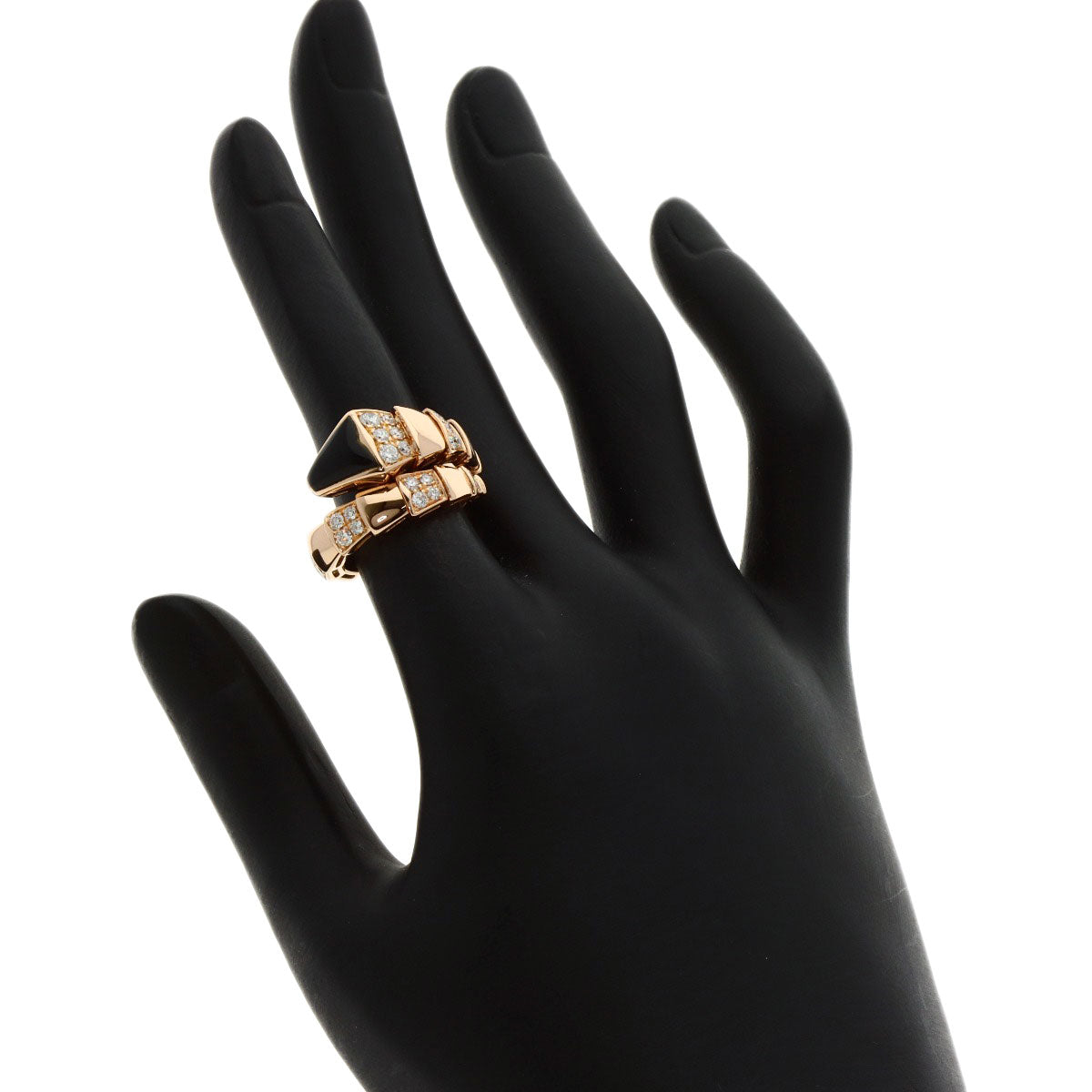 BVLGARI ブルガリ セルペンティ オニキス ダイヤモンド M リング・指輪 K18PG レディース 中古