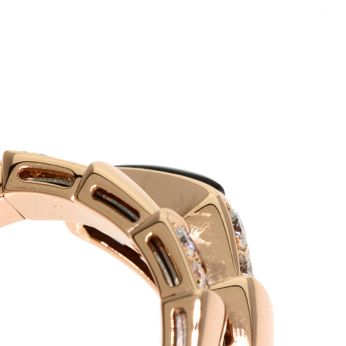 BVLGARI ブルガリ セルペンティ オニキス ダイヤモンド M リング・指輪 K18PG レディース 中古