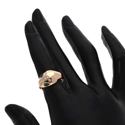 BVLGARI ブルガリ セルペンティ マラカイト ダイヤモンド リング・指輪 K18PG レディース 中古
