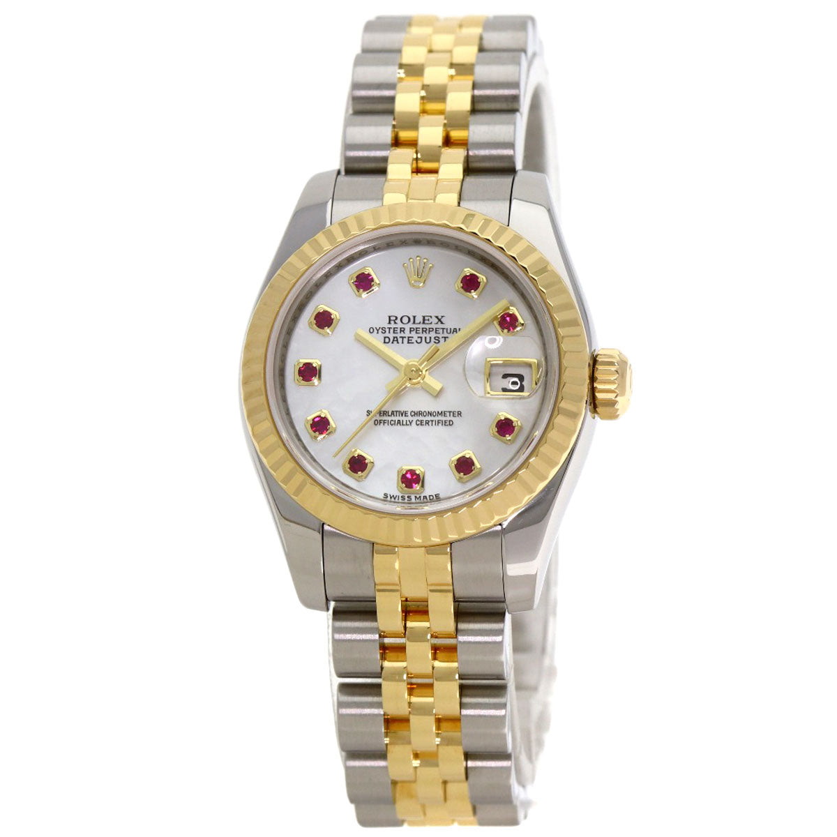 ROLEX ロレックス 179173NGR デイトジャスト 10P ルビー 腕時計 SS レディース 中古