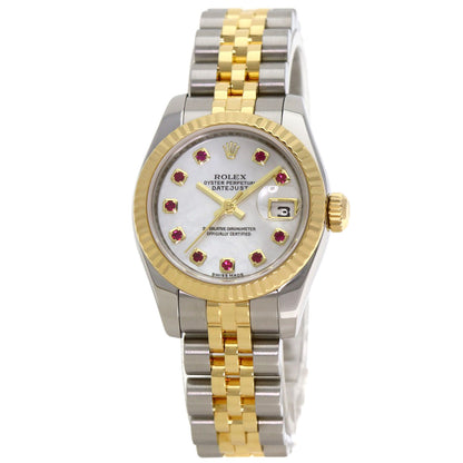 ROLEX ロレックス 179173NGR デイトジャスト 10P ルビー 腕時計 SS レディース 中古