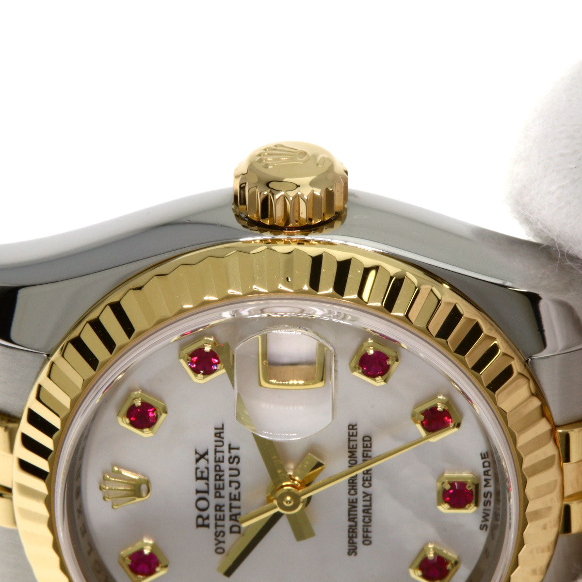 ROLEX ロレックス 179173NGR デイトジャスト 10P ルビー 腕時計 SS レディース 中古