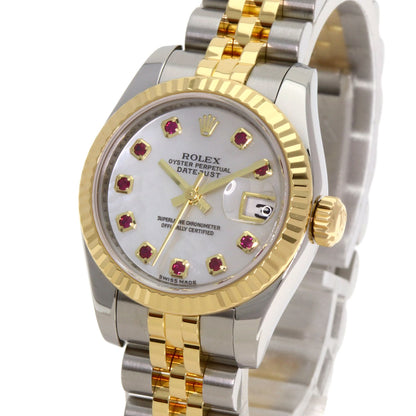 ROLEX ロレックス 179173NGR デイトジャスト 10P ルビー 腕時計 SS レディース 中古