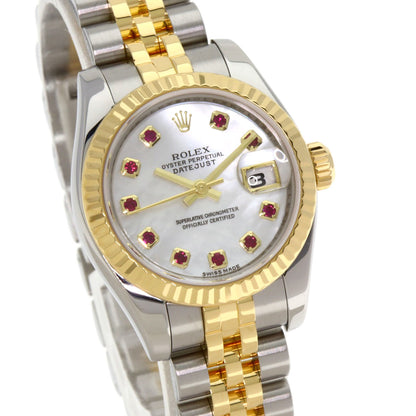ROLEX ロレックス 179173NGR デイトジャスト 10P ルビー 腕時計 SS レディース 中古