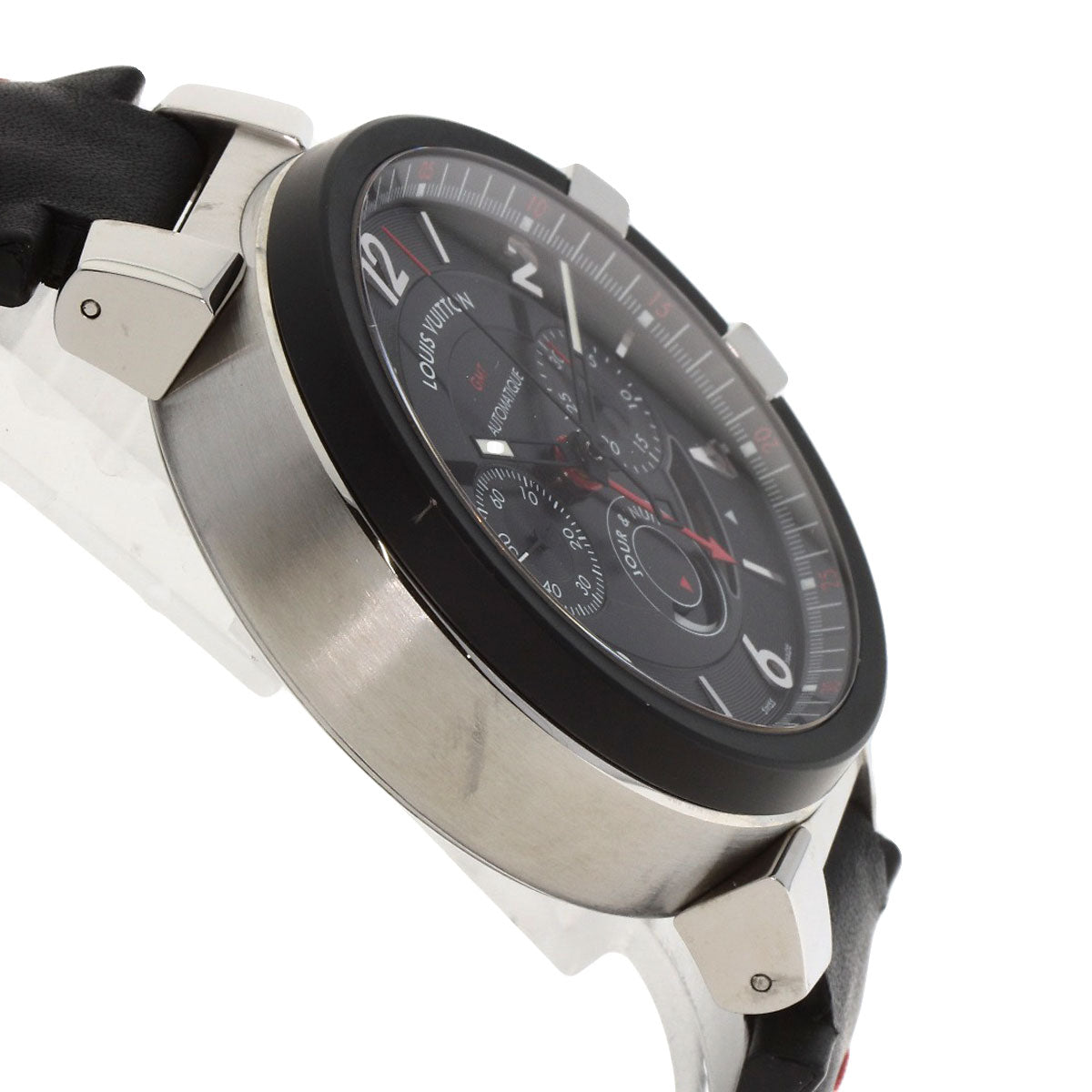LOUIS VUITTON ルイヴィトン Q1052 タンブール クロノグラフ GMT エボリューション 腕時計 SS メンズ 中古