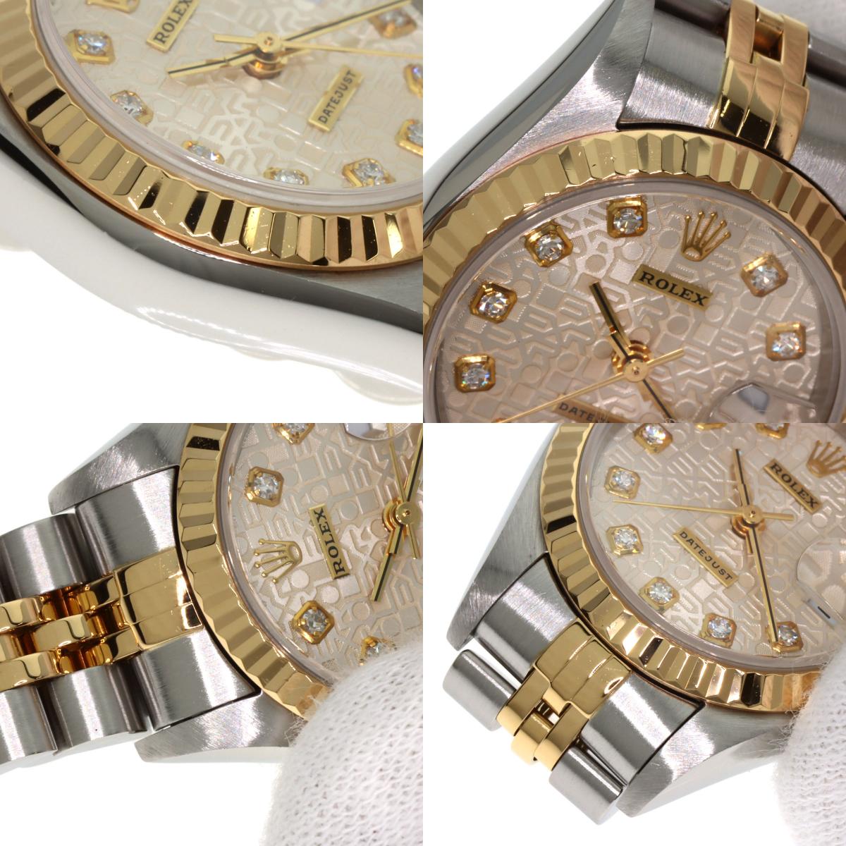 ROLEX ロレックス 79173G デイトジャスト 10P ダイヤモンド 腕時計 SS レディース 中古