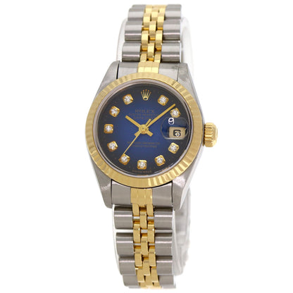 ROLEX ロレックス 69173G デイトジャスト 10P ダイヤモンド ブルーグラデーション 腕時計 SS レディース 中古