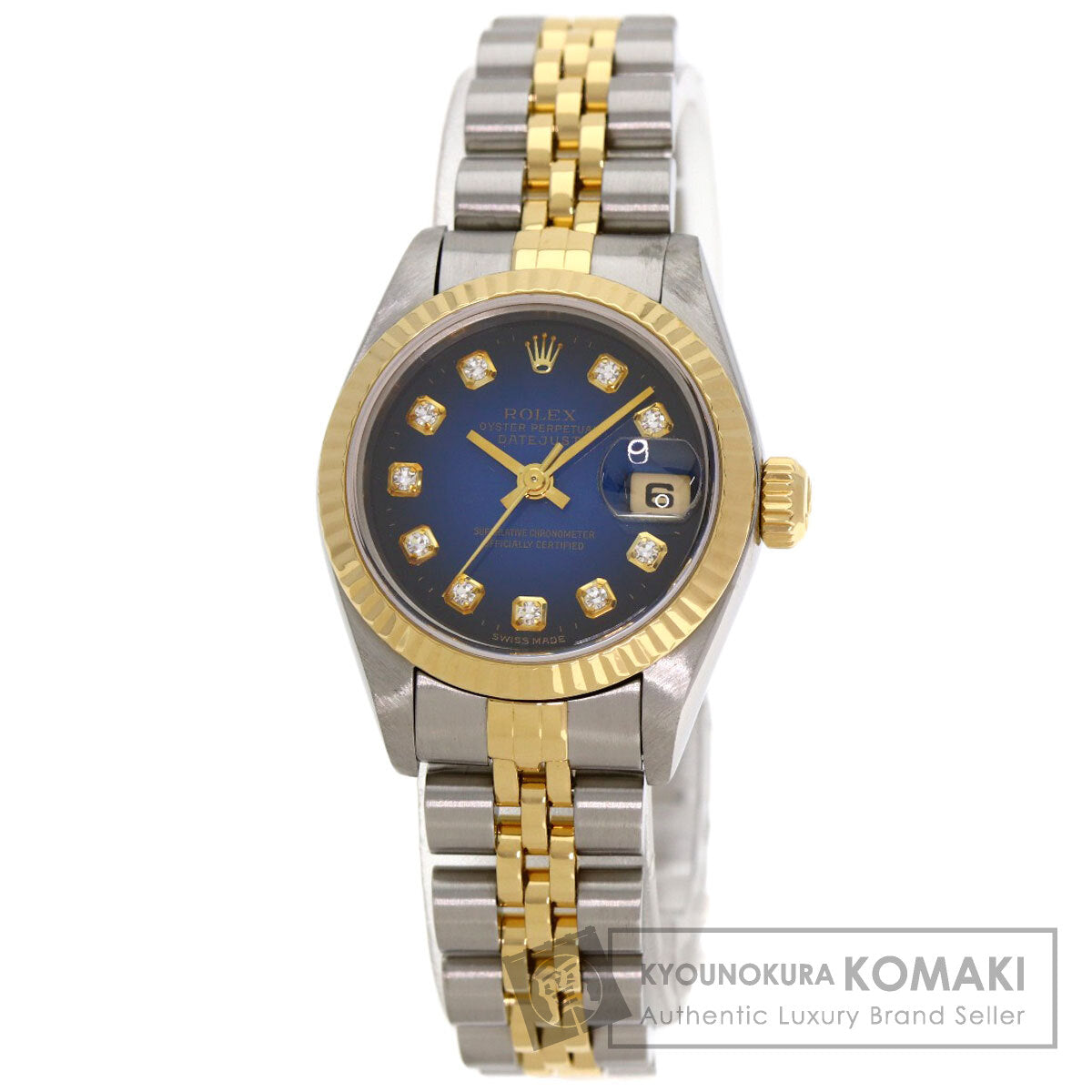 ROLEX ロレックス 69173G デイトジャスト 10P ダイヤモンド ブルーグラデーション 腕時計 SS レディース 中古