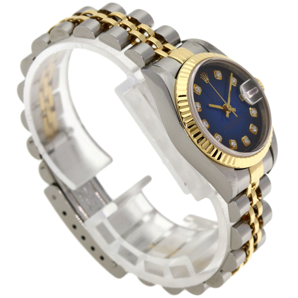 ROLEX ロレックス 69173G デイトジャスト 10P ダイヤモンド ブルーグラデーション 腕時計 SS レディース 中古