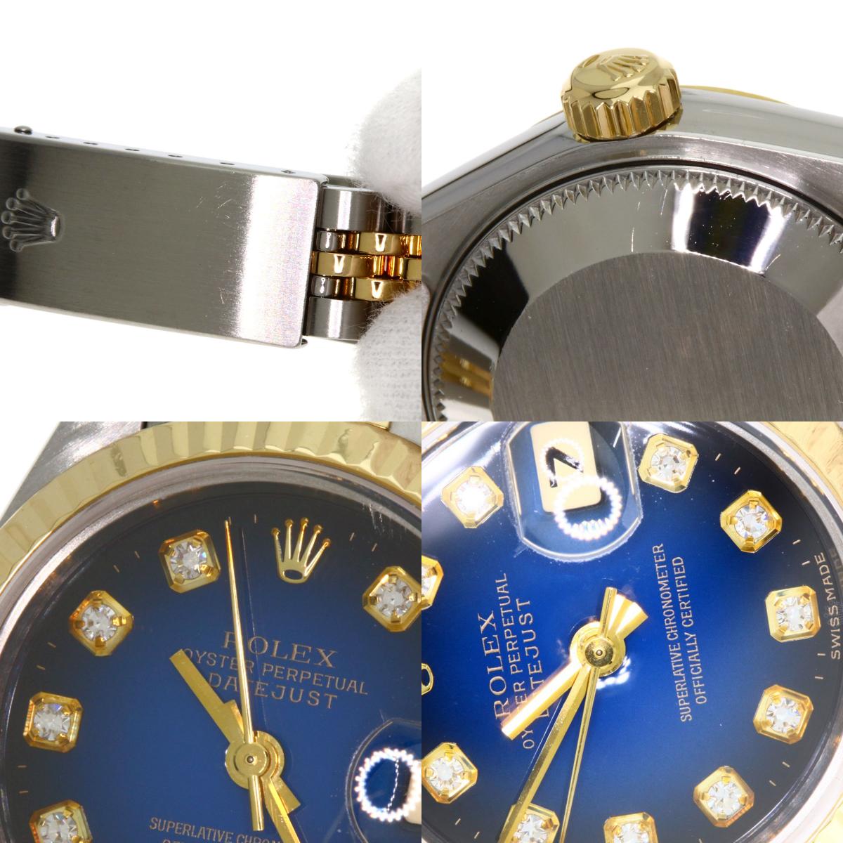 ROLEX ロレックス 69173G デイトジャスト 10P ダイヤモンド ブルーグラデーション 腕時計 SS レディース 中古