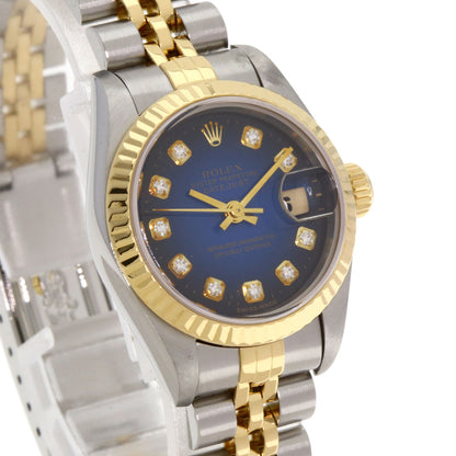 ROLEX ロレックス 69173G デイトジャスト 10P ダイヤモンド ブルーグラデーション 腕時計 SS レディース 中古