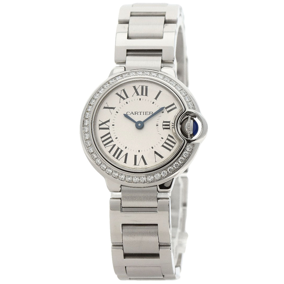 CARTIER カルティエ W4BB0015 バロンブルー ベゼル ダイヤモンド 腕時計 SS レディース 中古