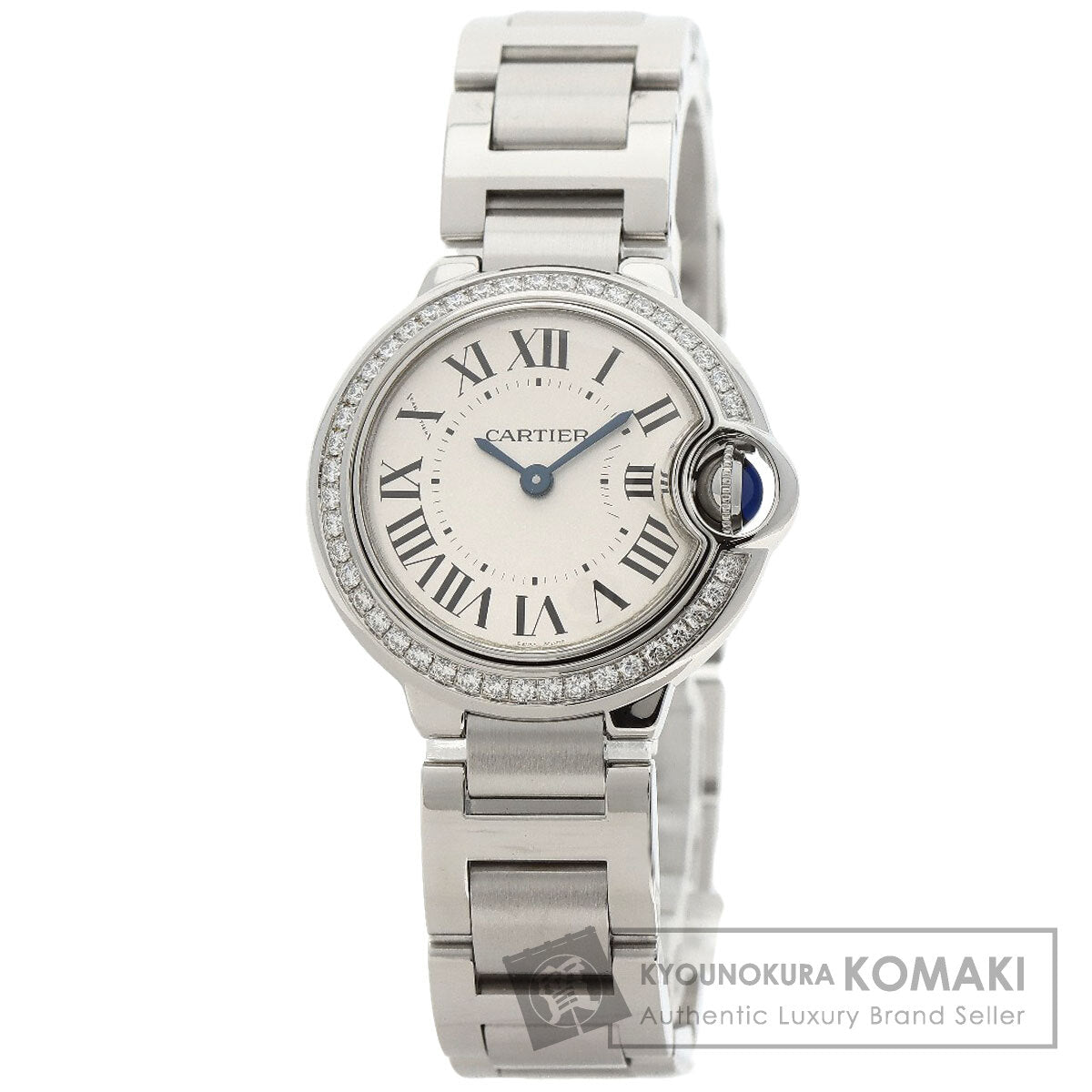 CARTIER カルティエ W4BB0015 バロンブルー ベゼル ダイヤモンド 腕時計 SS レディース 中古