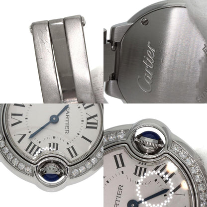 CARTIER カルティエ W4BB0015 バロンブルー ベゼル ダイヤモンド 腕時計 SS レディース 中古