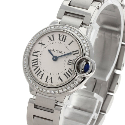 CARTIER カルティエ W4BB0015 バロンブルー ベゼル ダイヤモンド 腕時計 SS レディース 中古