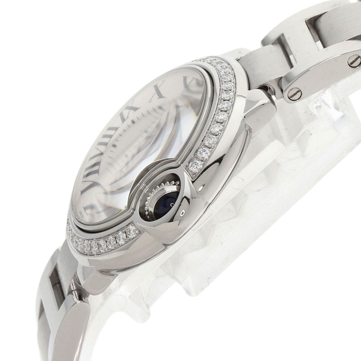 CARTIER カルティエ W4BB0015 バロンブルー ベゼル ダイヤモンド 腕時計 SS レディース 中古