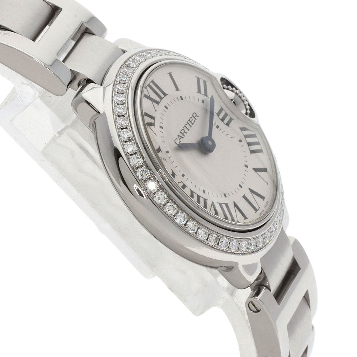 CARTIER カルティエ W4BB0015 バロンブルー ベゼル ダイヤモンド 腕時計 SS レディース 中古