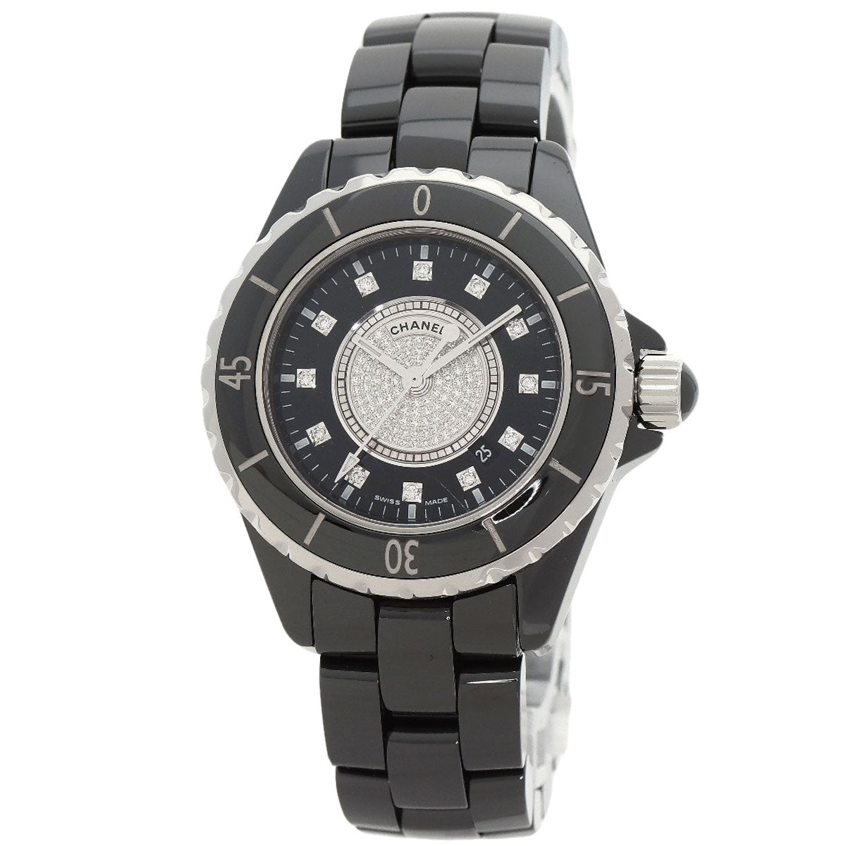 CHANEL シャネル H2122 J12 33mm センター ダイヤモンド 腕時計 セラミック レディース 中古