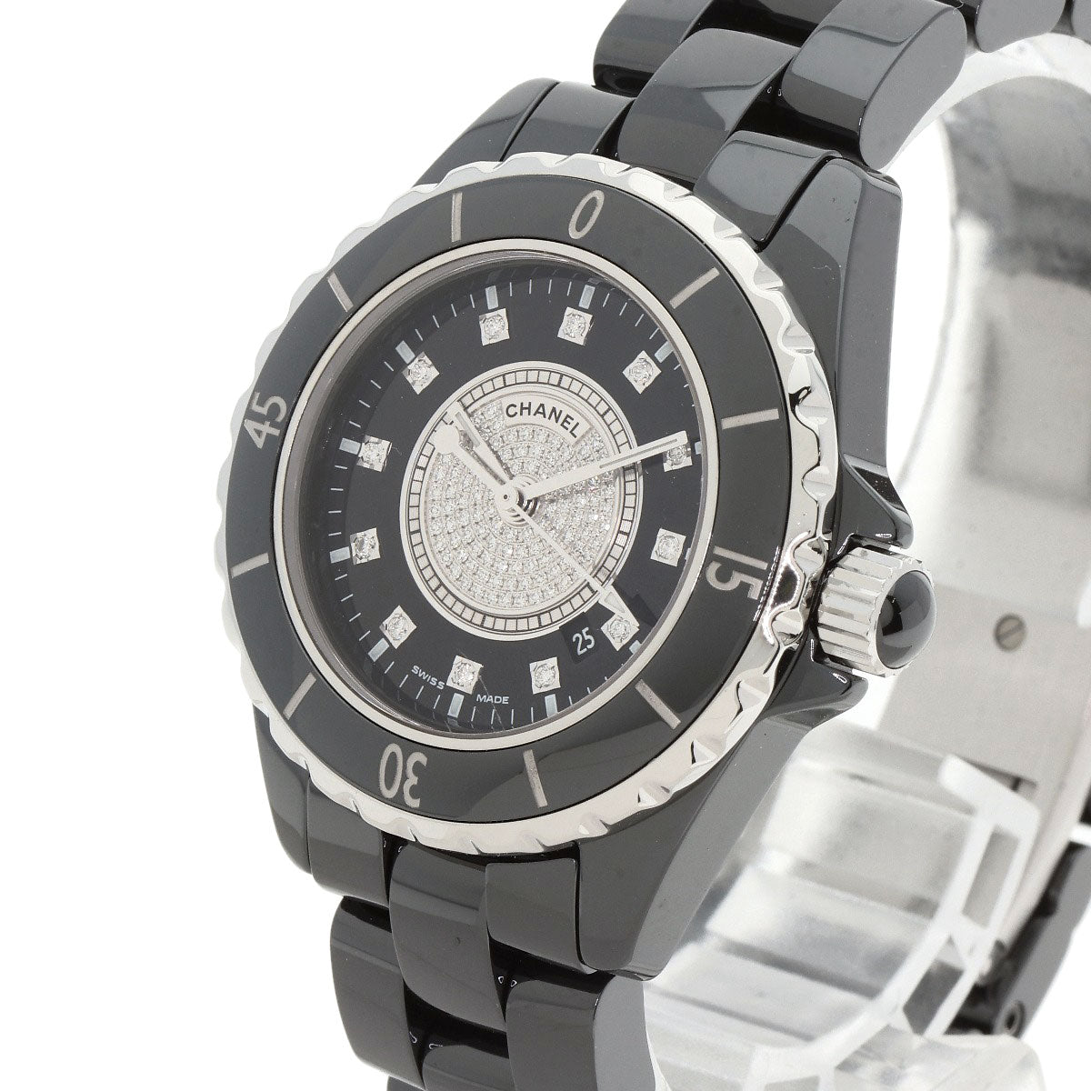 CHANEL シャネル H2122 J12 33mm センター ダイヤモンド 腕時計 セラミック レディース 中古