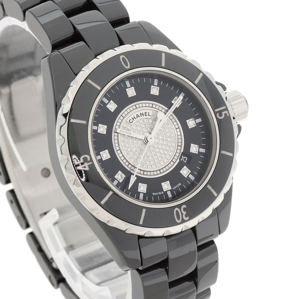 CHANEL シャネル H2122 J12 33mm センター ダイヤモンド 腕時計 セラミック レディース 中古