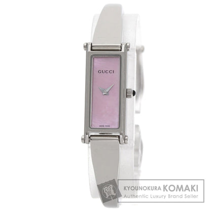 GUCCI グッチ 1500L スクエアフェイス バングル ピンクシェル 腕時計 SS レディース 中古