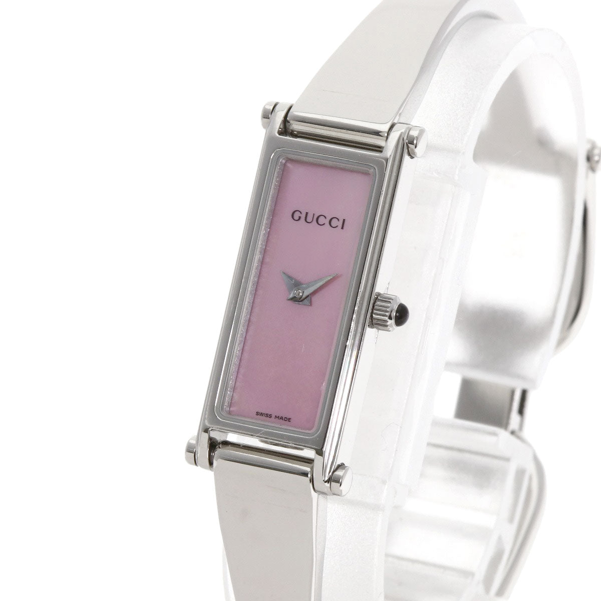 GUCCI グッチ 1500L スクエアフェイス バングル ピンクシェル 腕時計 SS レディース 中古