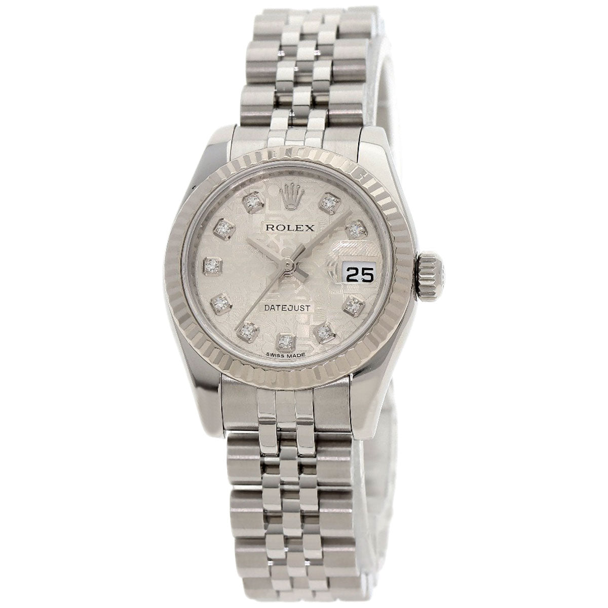 ROLEX ロレックス 179174G デイトジャスト 10P ダイヤモンド 腕時計 SS レディース 中古