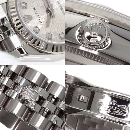 ROLEX ロレックス 179174G デイトジャスト 10P ダイヤモンド 腕時計 SS レディース 中古