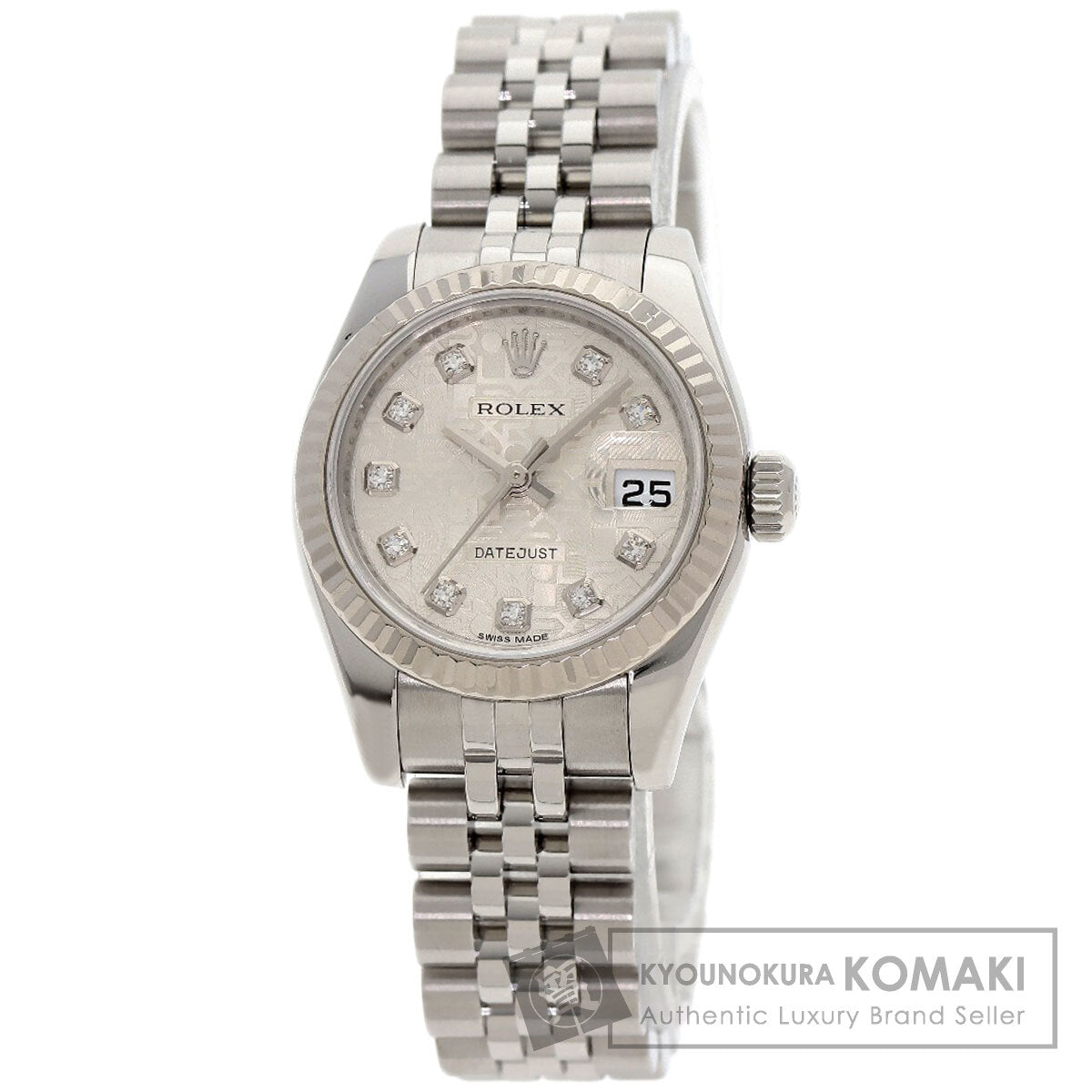 ROLEX ロレックス 179174G デイトジャスト 10P ダイヤモンド 腕時計 SS レディース 中古
