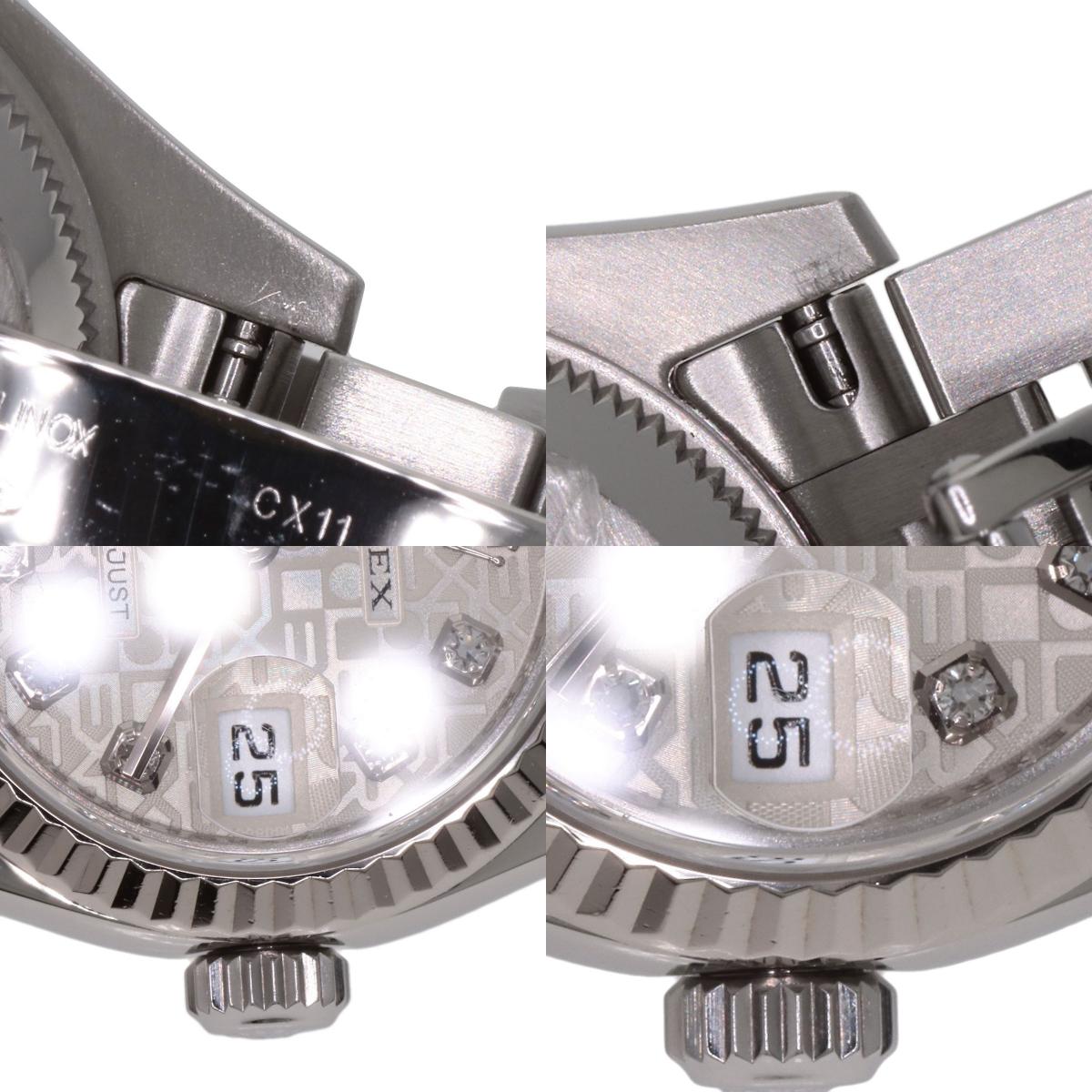 ROLEX ロレックス 179174G デイトジャスト 10P ダイヤモンド 腕時計 SS レディース 中古