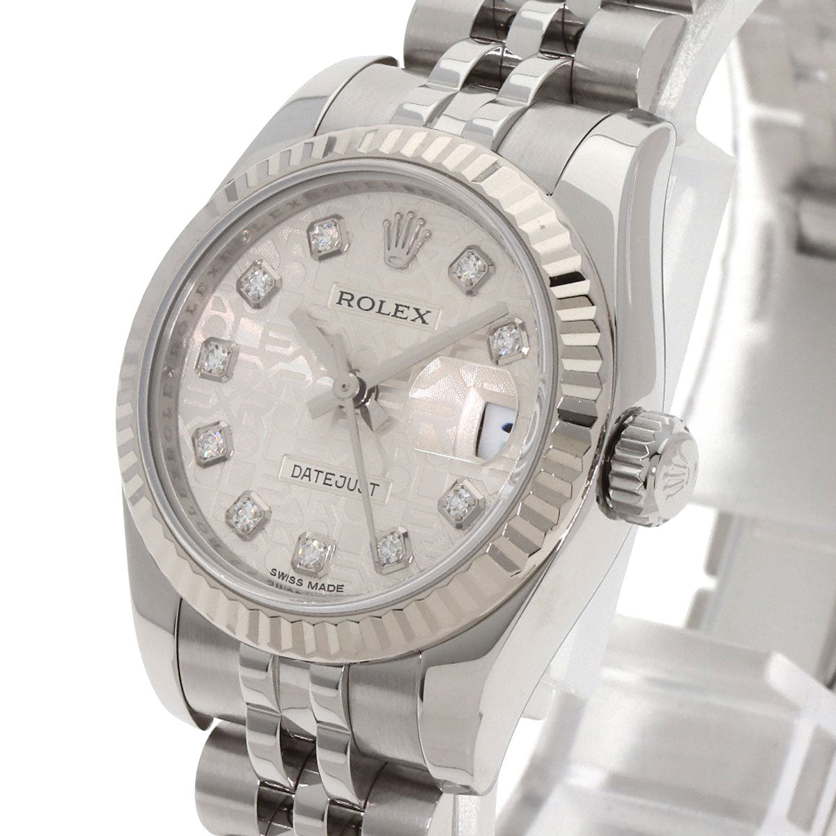 ROLEX ロレックス 179174G デイトジャスト 10P ダイヤモンド 腕時計 SS レディース 中古