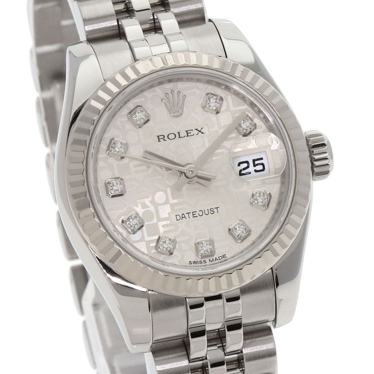 ROLEX ロレックス 179174G デイトジャスト 10P ダイヤモンド 腕時計 SS レディース 中古