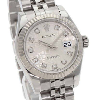 ROLEX ロレックス 179174G デイトジャスト 10P ダイヤモンド 腕時計 SS レディース 中古
