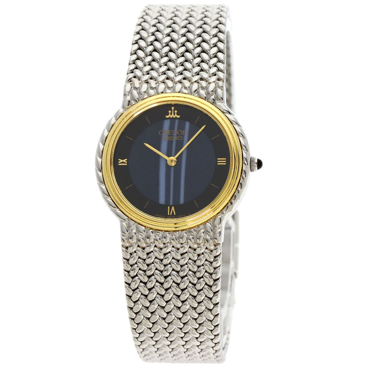 SEIKO セイコー 5A70-0260 クレドール ラウンドフェイス ブルーメノウ 腕時計 SS レディース 中古