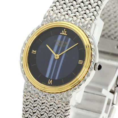 SEIKO セイコー 5A70-0260 クレドール ラウンドフェイス ブルーメノウ 腕時計 SS レディース 中古