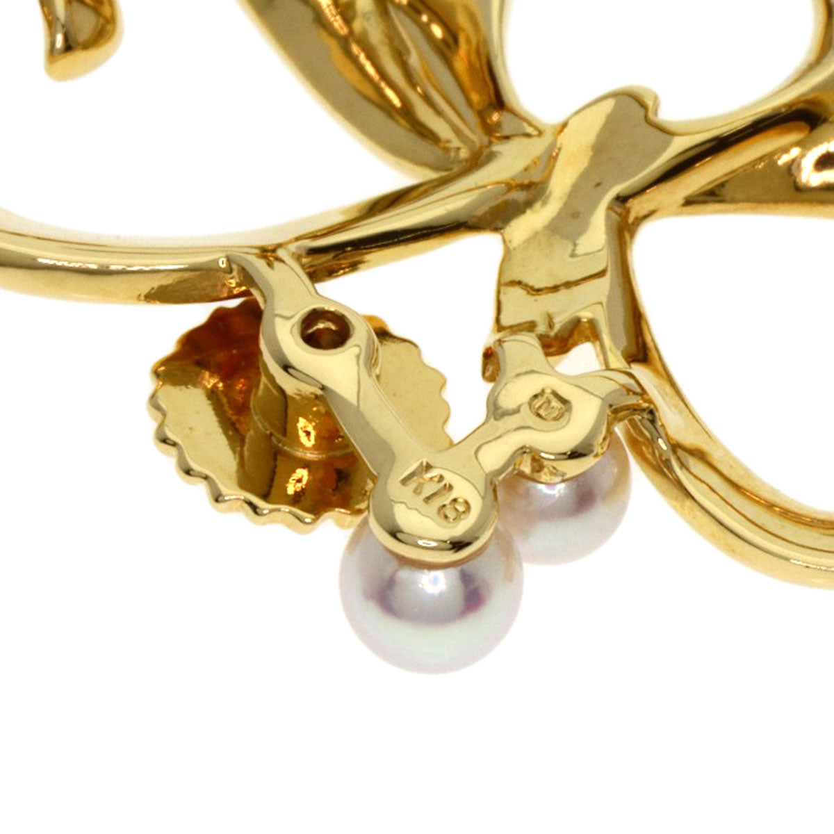 MIKIMOTO ミキモト パール 真珠 リボンモチーフ ブローチ K18YG レディース 中古