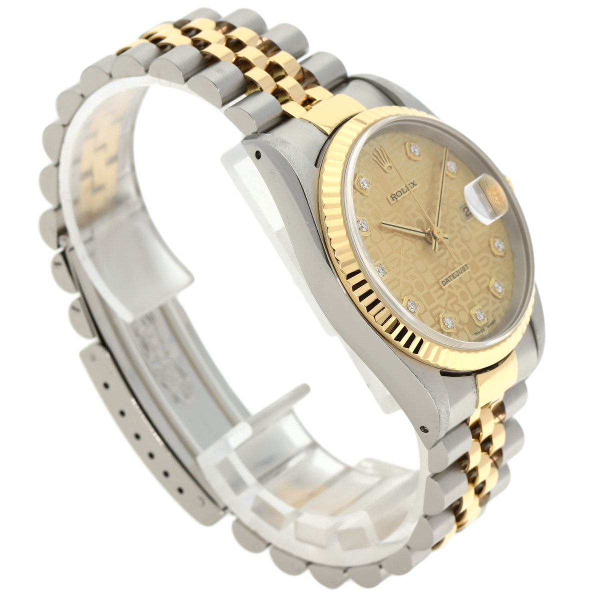 ROLEX ロレックス 16233G デイトジャスト 10P ダイヤモンド 腕時計 SS メンズ 中古