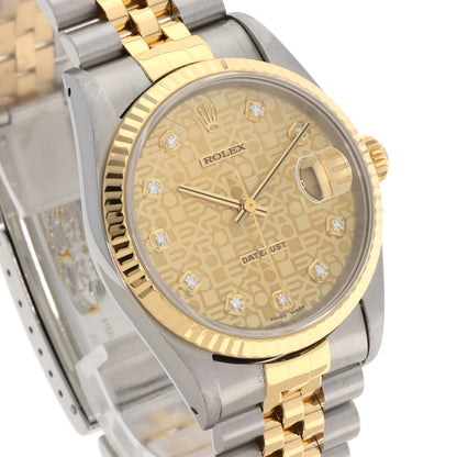 ROLEX ロレックス 16233G デイトジャスト 10P ダイヤモンド 腕時計 SS メンズ 中古