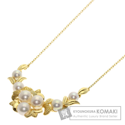 MIKIMOTO ミキモト リーフモチーフ パール 真珠 ネックレス K18YG レディース 中古