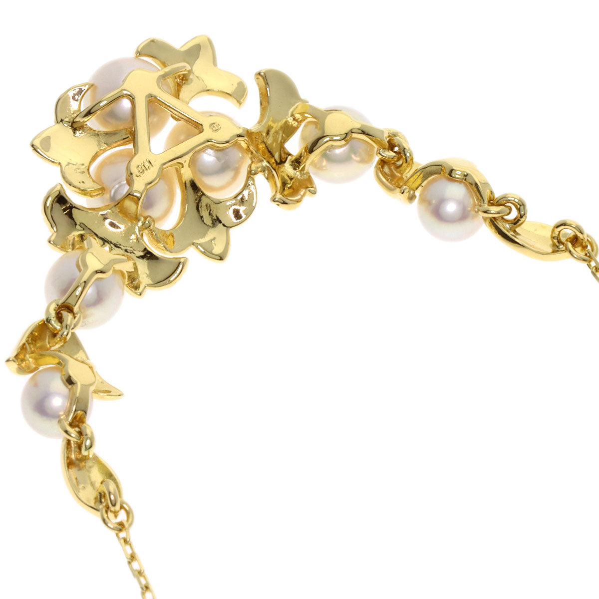 MIKIMOTO ミキモト リーフモチーフ パール 真珠 ネックレス K18YG レディース 中古