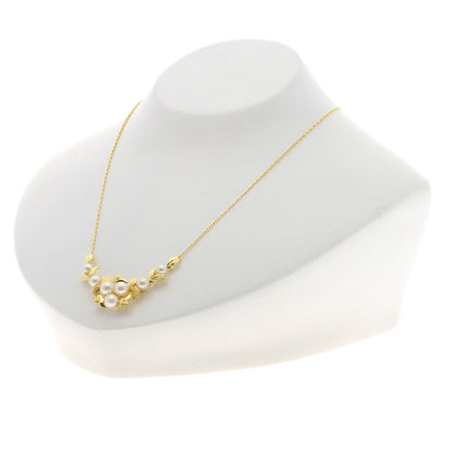 MIKIMOTO ミキモト リーフモチーフ パール 真珠 ネックレス K18YG レディース 中古