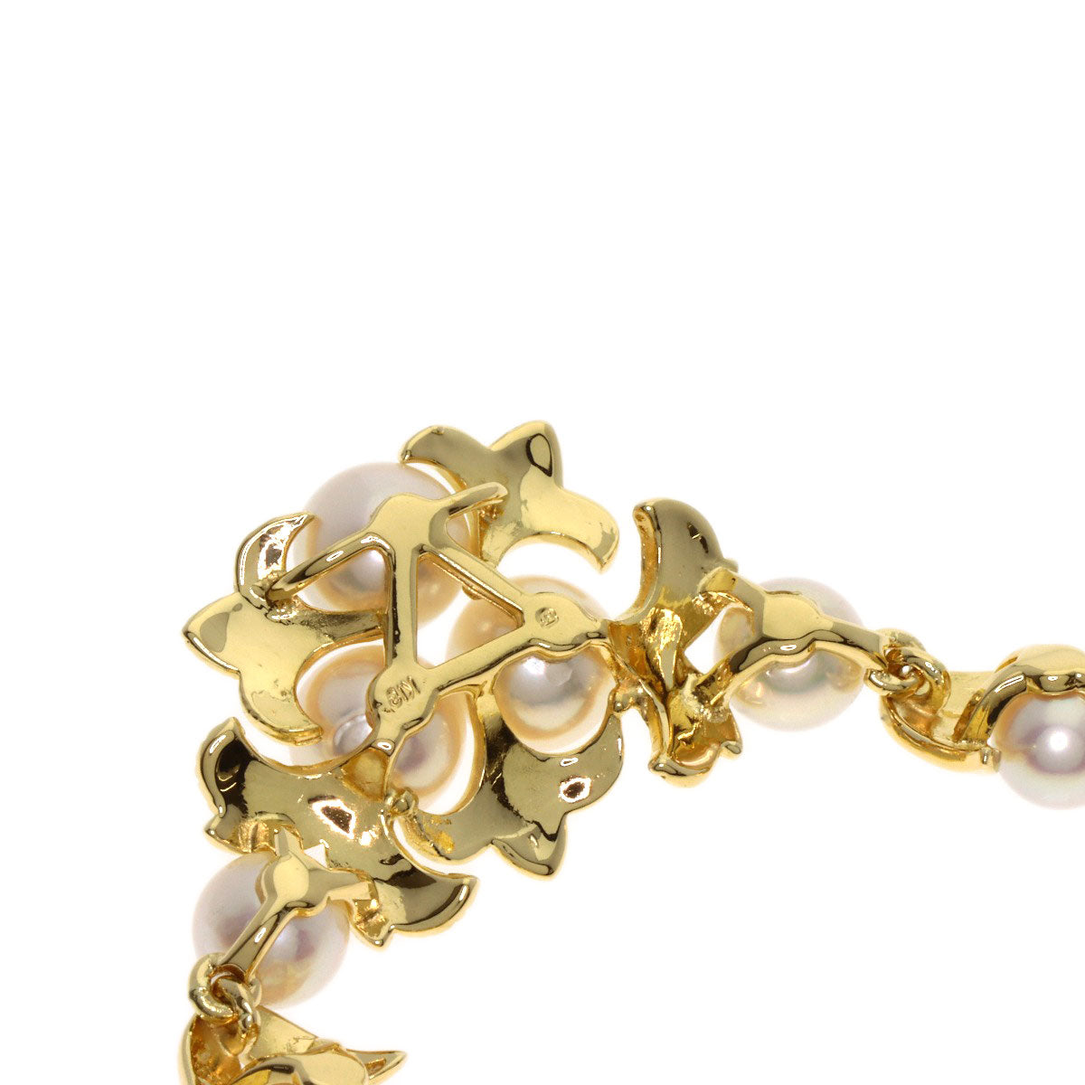 MIKIMOTO ミキモト リーフモチーフ パール 真珠 ネックレス K18YG レディース 中古