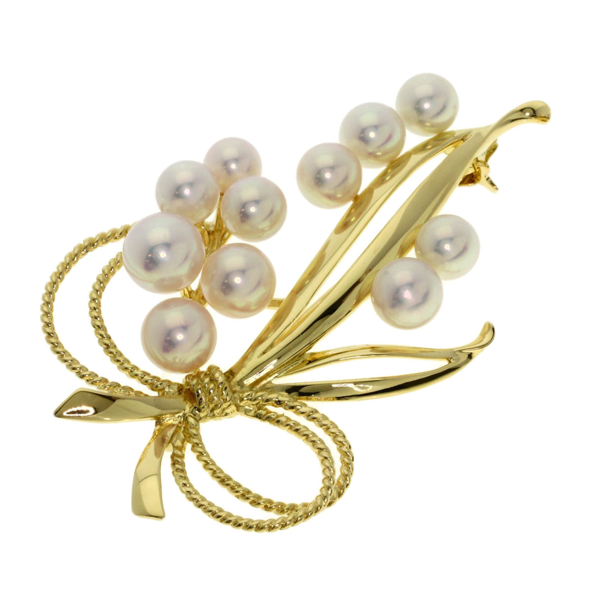 MIKIMOTO ミキモト パール 真珠 ブローチ K18YG レディース 中古