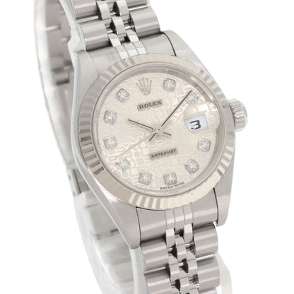 ROLEX ロレックス 79174G デイトジャスト 10P ダイヤモンド 腕時計 SS レディース 中古