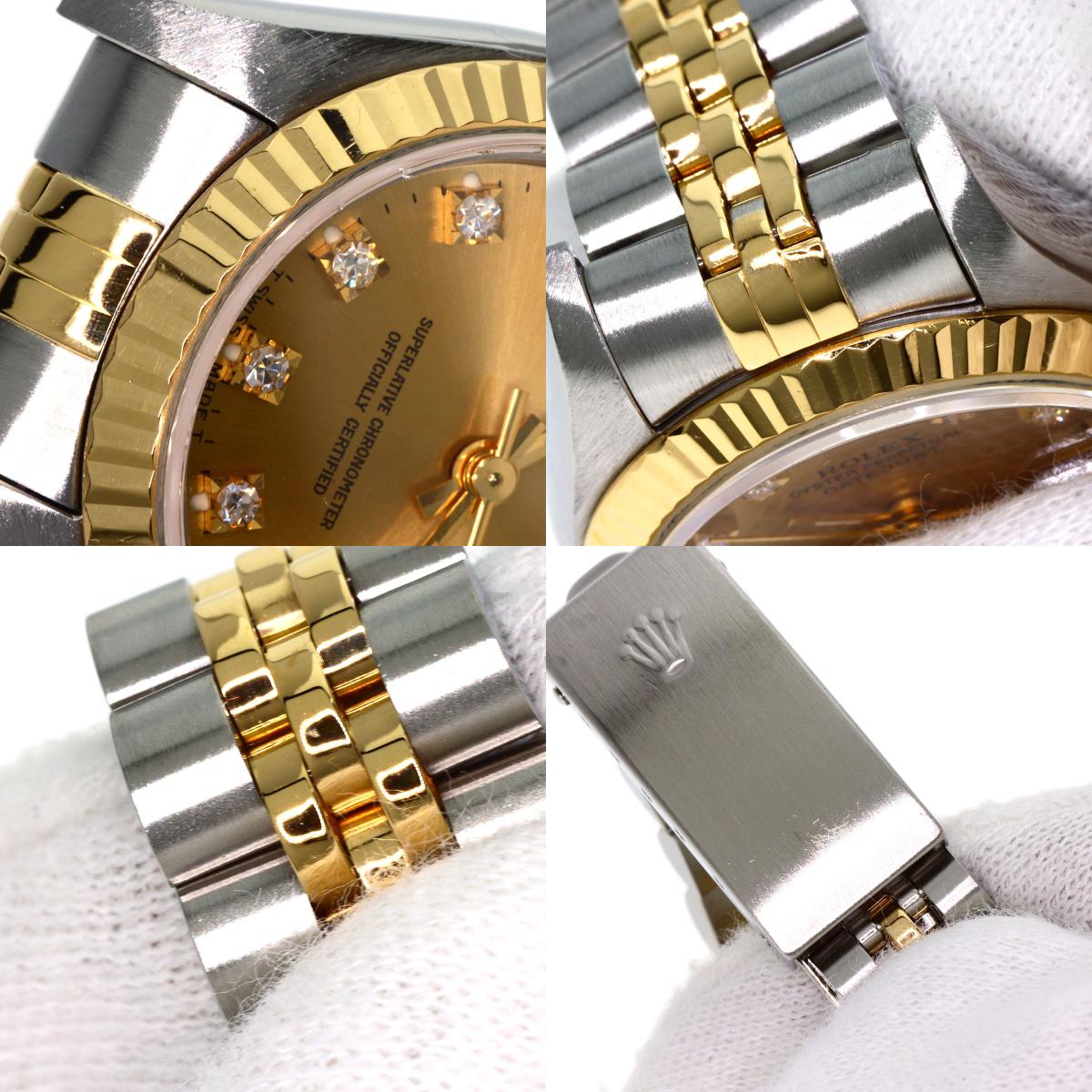 ROLEX ロレックス 69173G デイトジャスト 10P ダイヤモンド 腕時計 SS レディース 中古